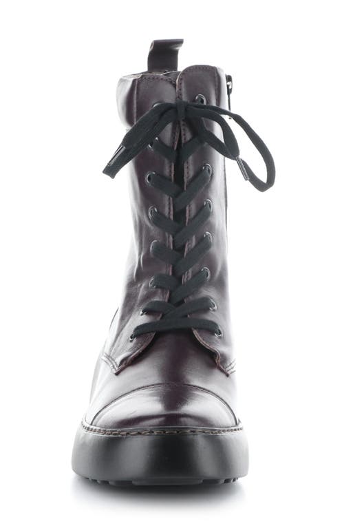 Shop Fly London Daff Wedge Combat Boot In Dark Purple Sofia