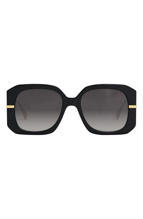 'Fendigraphy 55mm Geometric Sunglasses in Shiny Black /Gradient Smoke at Nordstrom