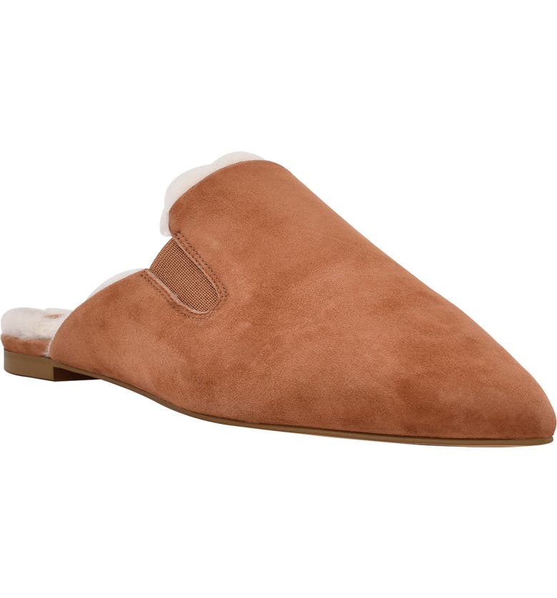 MARC FISHER LTD Saraly Faux Fur Lined Mule, Main, color, NATURAL SUEDE