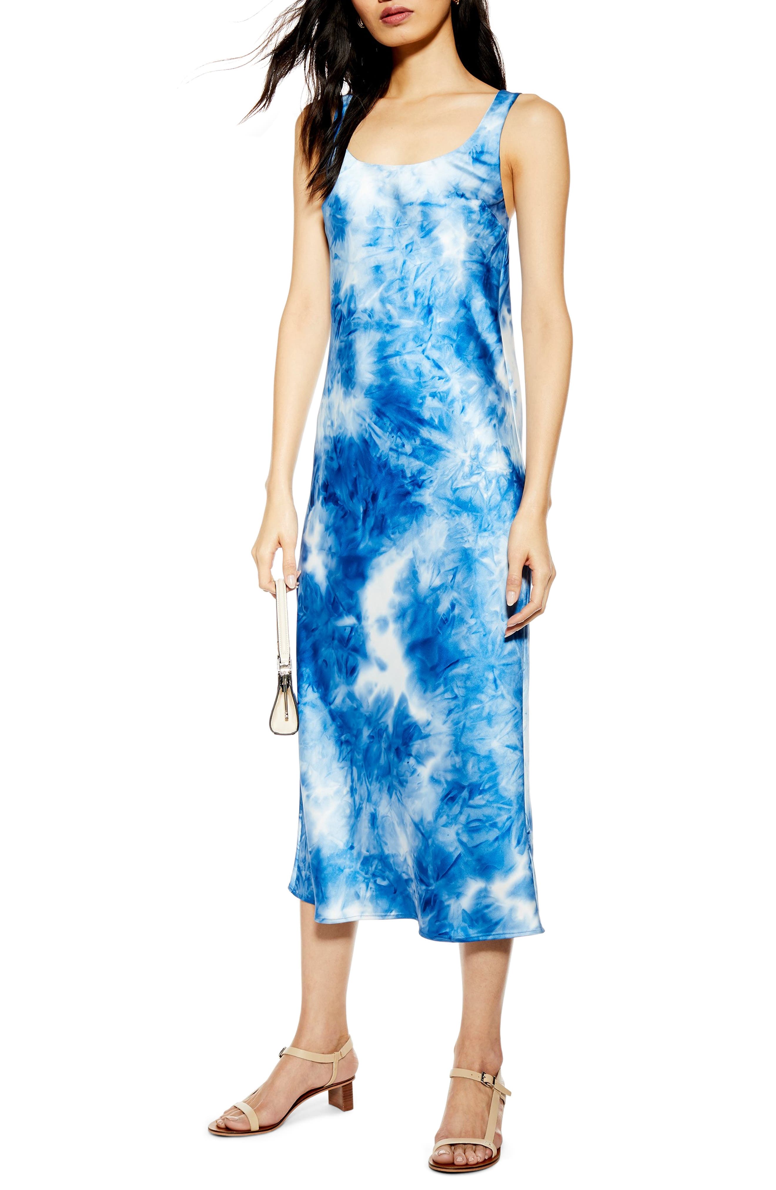 Topshop Tie Dye Slipdress, US (fits like 16-18) - Blue