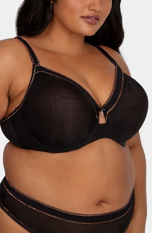 Shop Curvy Couture Shimmer Unlined Underwire Bra In Black Hue Shimmer