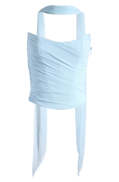 House Of Cb Hallie Corset Mesh Halter Top In Skyride