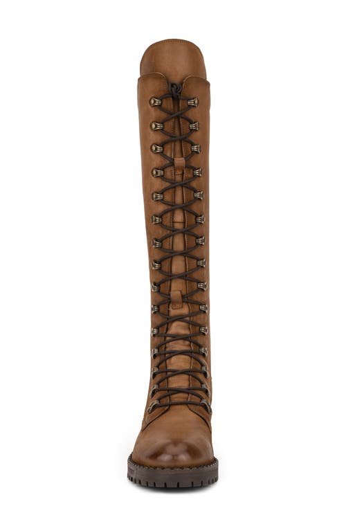 Vintage Foundry Henrietta Tall Leather Lace-up Boot In Tan