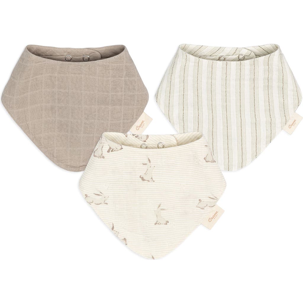 Crane Baby Avery 3-pack Cotton Muslin Bandana Bibs In Ivory