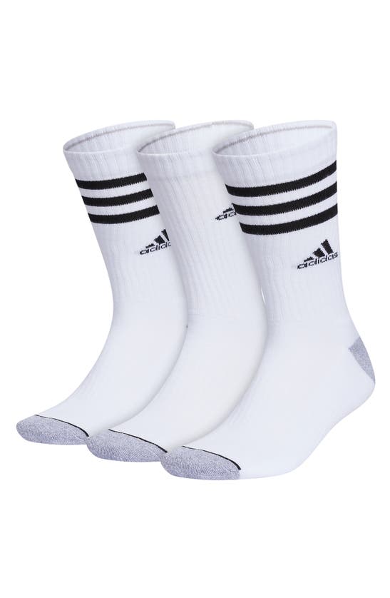 Shop Adidas Originals 3-pack Cushioned 3.0 Crew Socks In White/ Grey/ Black