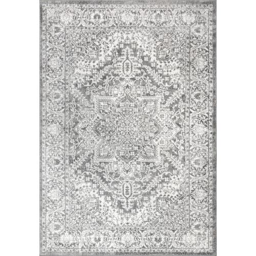 Jonathan Y Modern Persian Vintage Medallion Area Rug In Light Gray