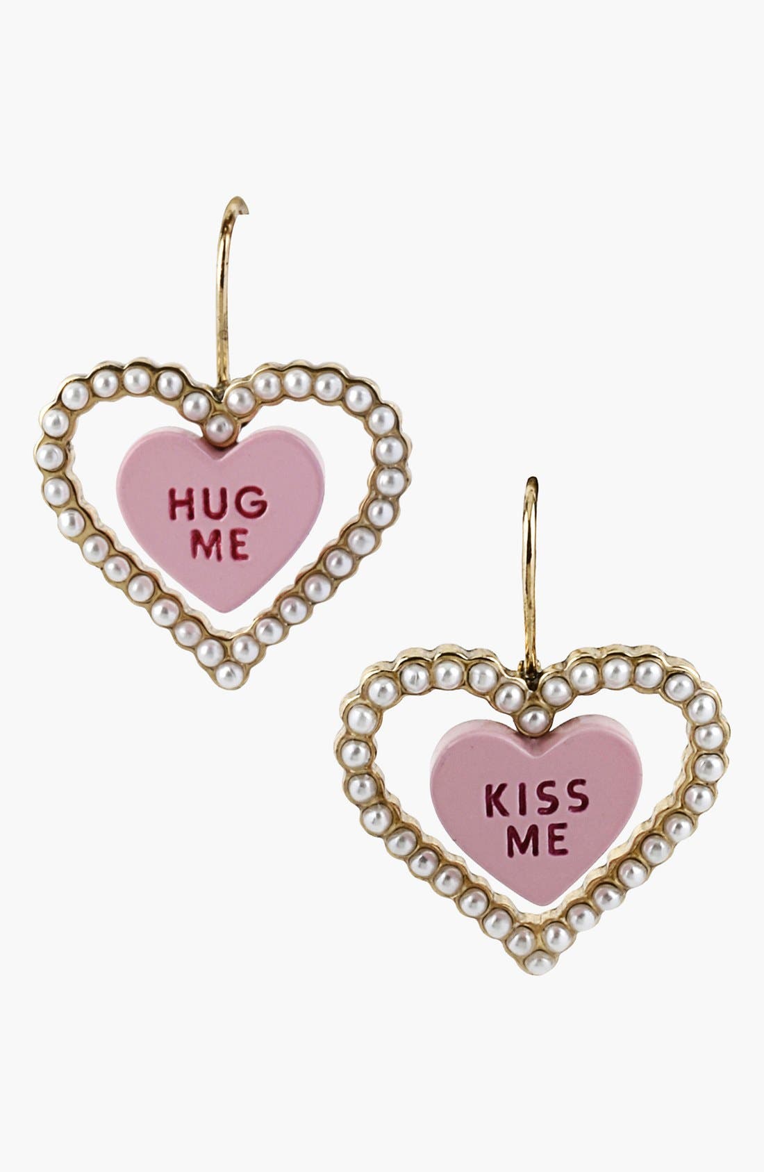 Betsey Johnson 'Vintage Bow - Kiss Me' Double Heart Earrings | Nordstrom