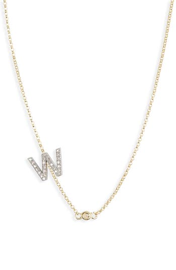 Meshmerise Bezel Diamond Initial Chain Necklace In Yellow-w