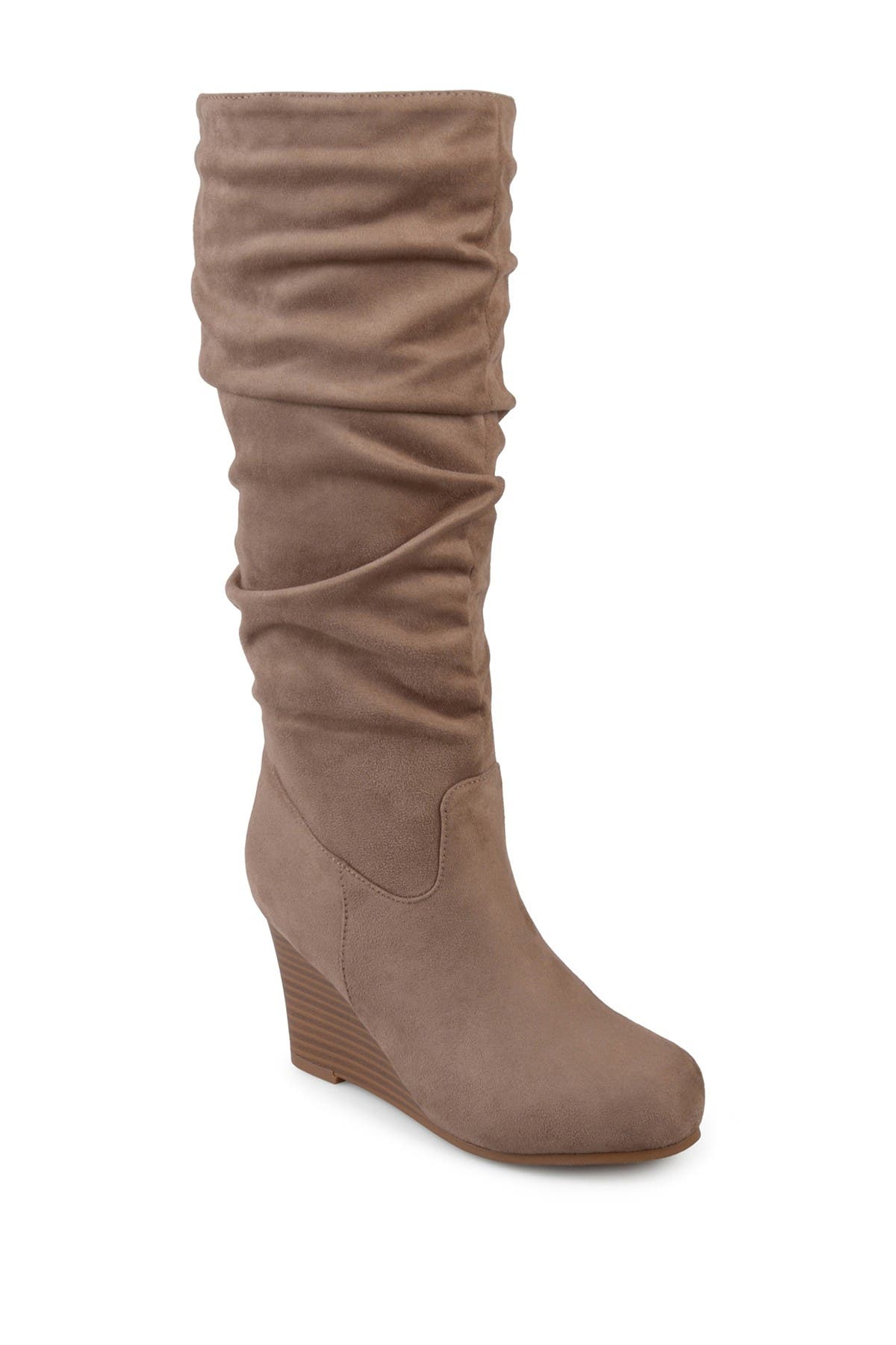 wedge wide calf boot