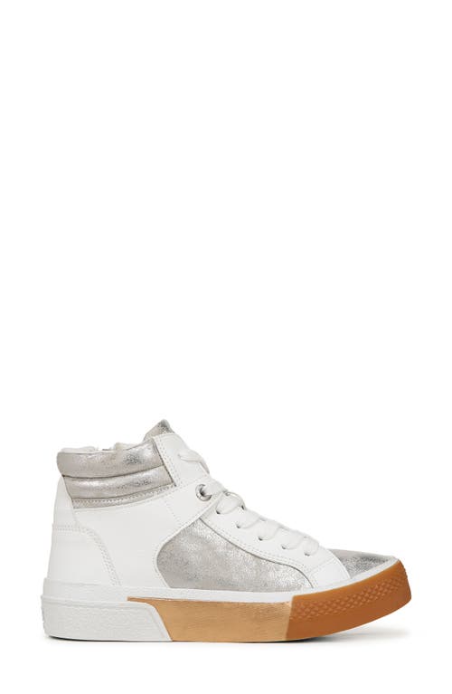 Blowfish Footwear Waverly High Top Sneaker In White Silver Faux Leather