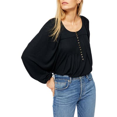 Free People Devin Ribbed Knit Top, Black