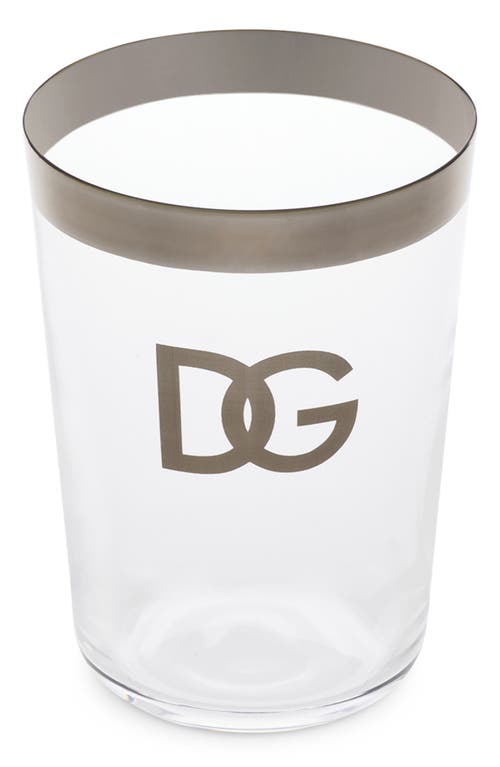 Dolce & Gabbana Dolce&gabbana Dg Logo Set Of 2 Soft Drinks Glasses In Trasp/silver