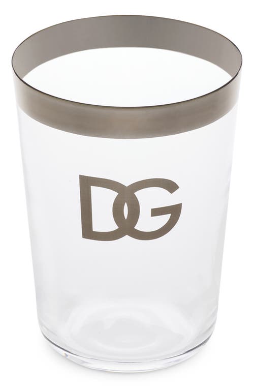 Shop Dolce & Gabbana Dolce&gabbana Dg Logo Set Of 2 Soft Drinks Glasses In Trasp/silver