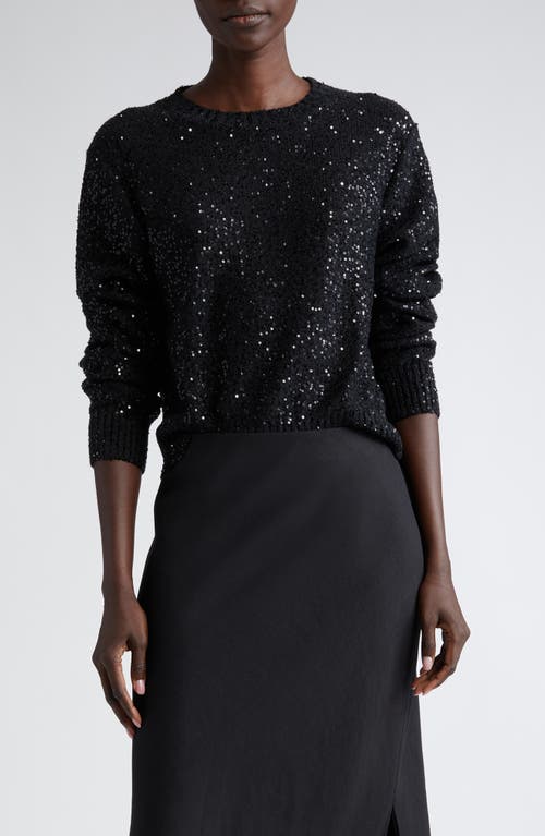 Brunello Cucinelli Sequin Linen, Cashmere & Silk Sweater Black at Nordstrom,