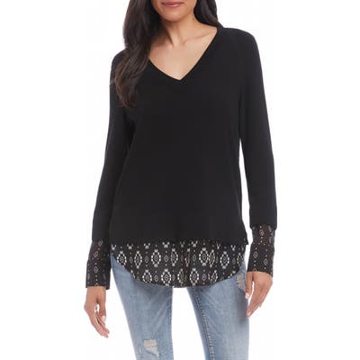 Karen Kane Contrast Hem Sweater, Black
