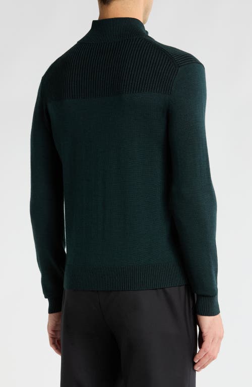 Bruno Magli Merino Wool Plaited Quarter-zip Pullover In Black Grey