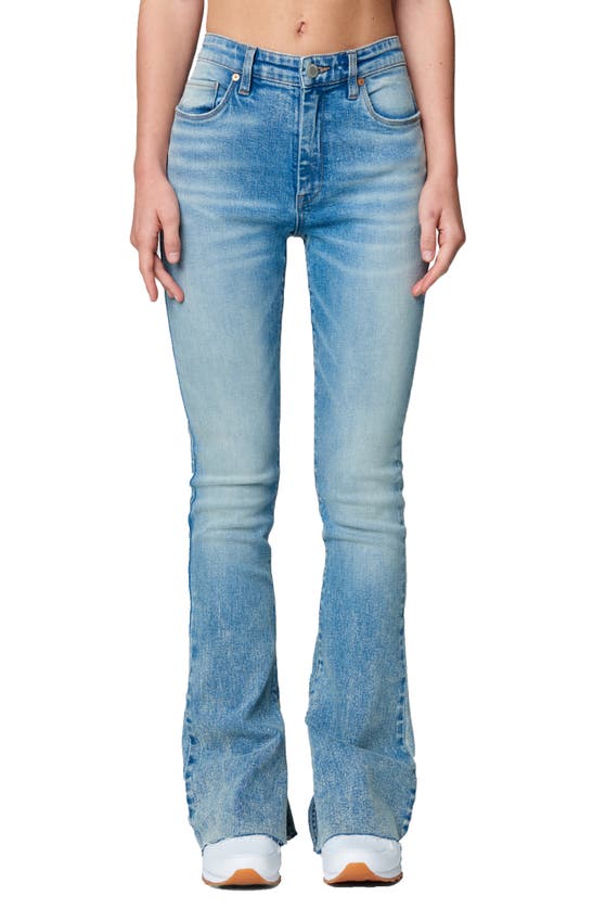 Shop Blanknyc Hoyt Raw Hem Mini Bootcut Organic Cotton Jeans In Dance Floor