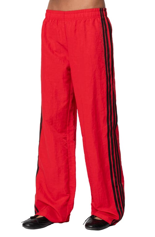 Shop Edikted Felicity Low Rise Nylon Track Pants In Red