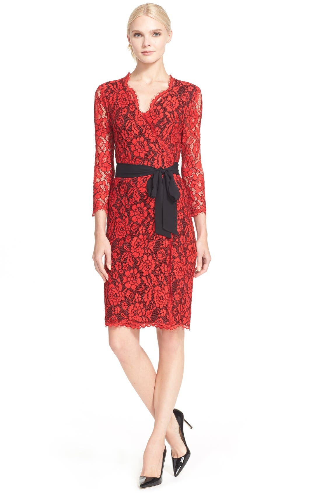 dvf lace wrap dress