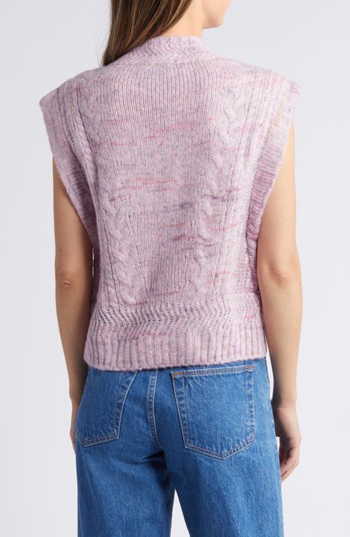 Shop Wit & Wisdom Cable Stitch Mock Neck Sweater Vest In Blush Mauve Multi