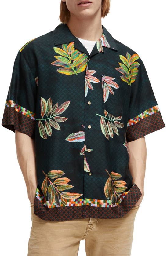 Shop Scotch & Soda Slim Fit Short Sleeve Camp Shirt In 6496-vinyl Festival Flower