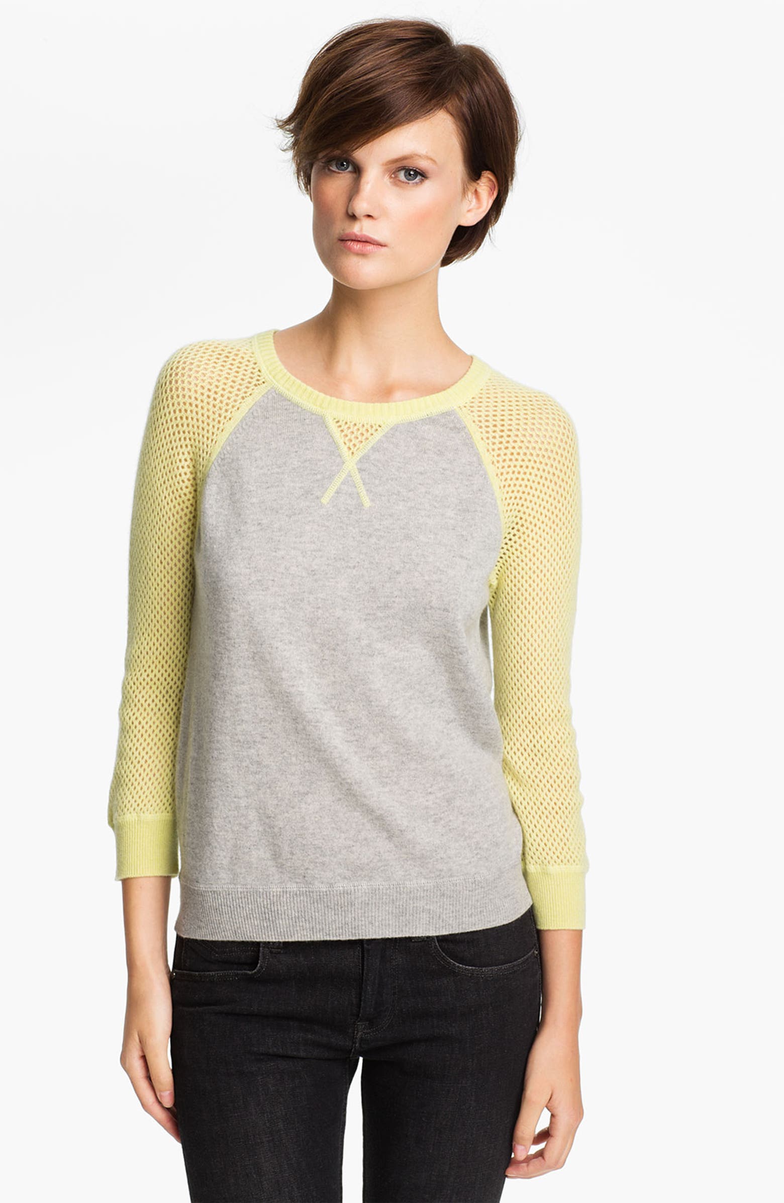 autumn cashmere Colorblock Mesh Sweatshirt | Nordstrom