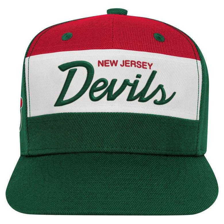 Shop Mitchell & Ness Youth  Green/red New Jersey Devils Retro Script Color Block Adjustable Hat
