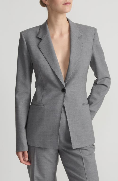 Lafayette 148 New York Stretch Merino Wool Blazer in Nickel Melange 