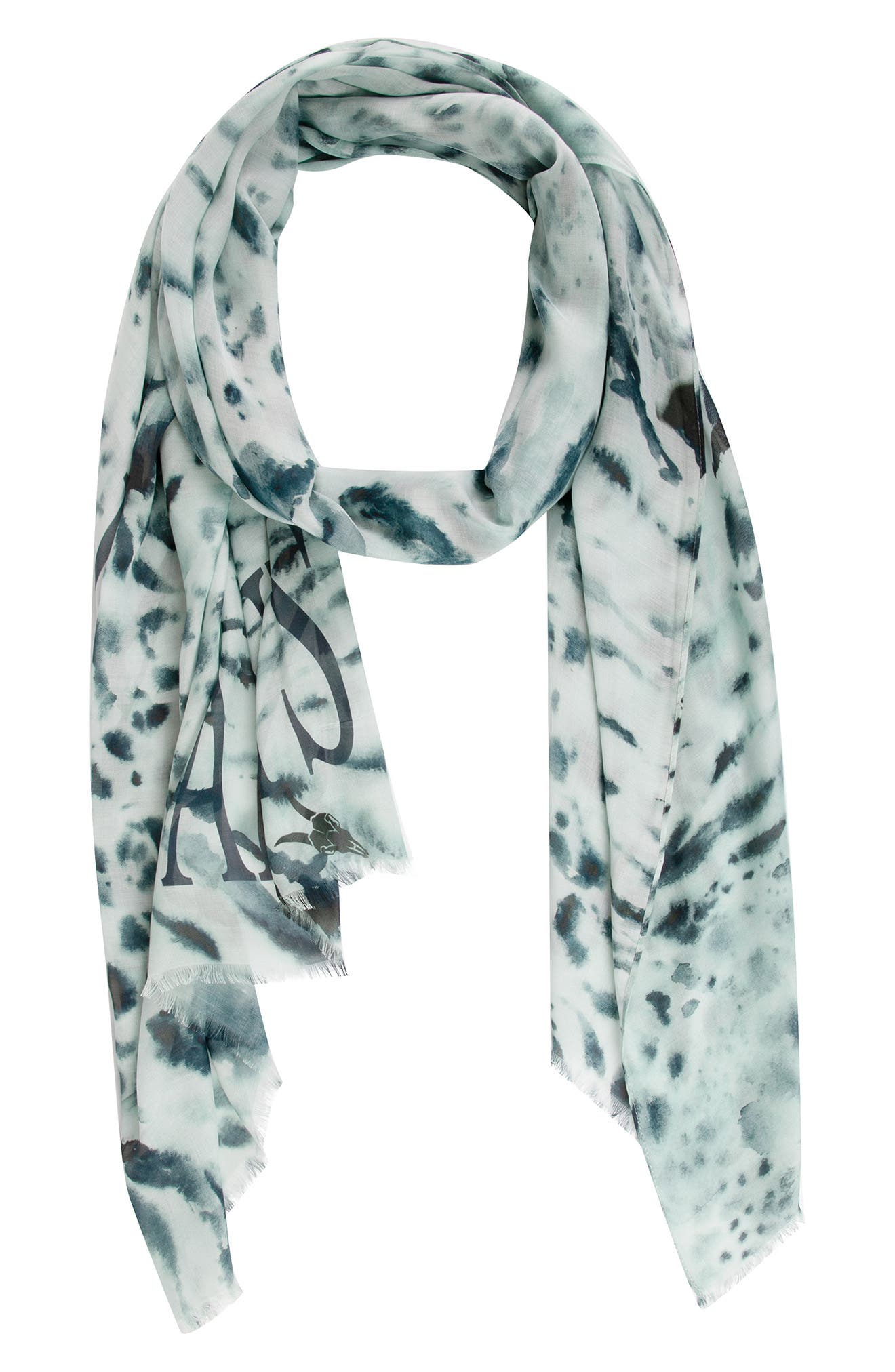 AllSaints Women's Anita Leopard Print Jacquard Scarf, Animal Brown