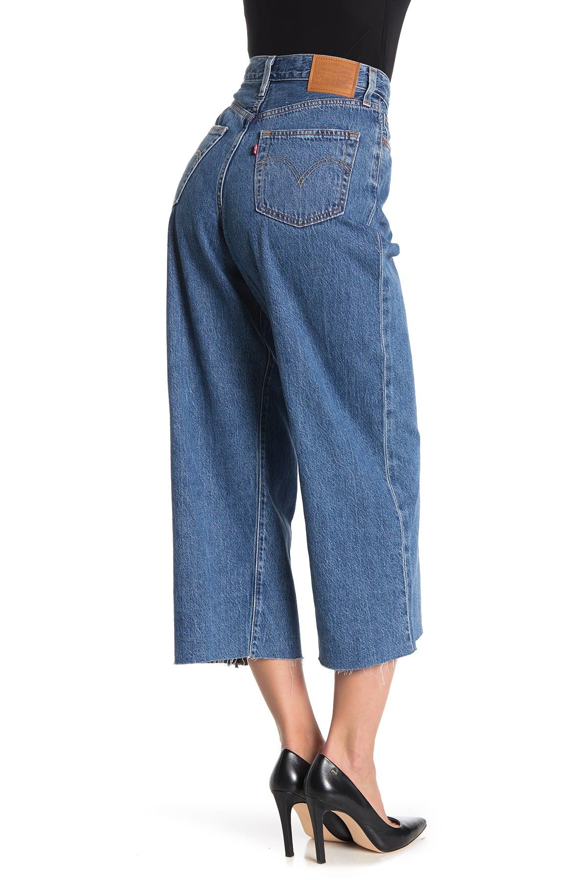 rib cage pleated cropped jeans