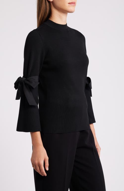 Shop Anne Klein Tie Sleeve Sweater In Anne Black