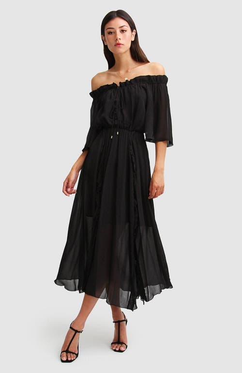 Belle & Bloom Amour Amour Ruffled Midi Dress - Black