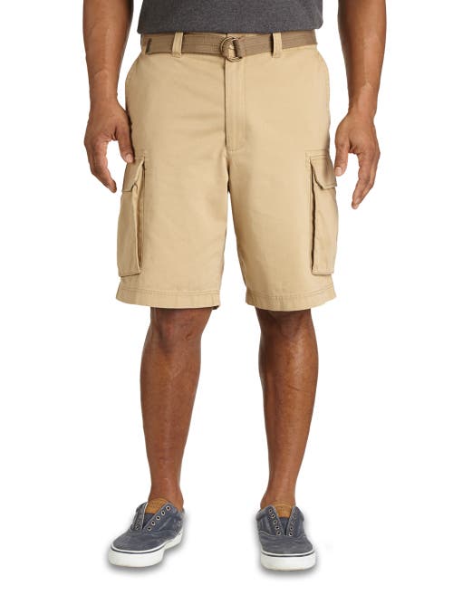 True Nation Relaxed-fit Twill Cargo Shorts In Khaki