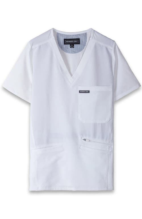 Shop Members Only Palermo 4-pocket Scrub Top In White