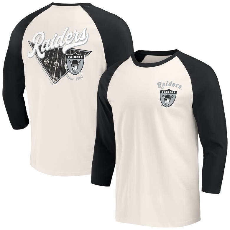 Shop Darius Rucker Collection By Fanatics Black/white Las Vegas Raiders Raglan 3/4 Sleeve T-shirt