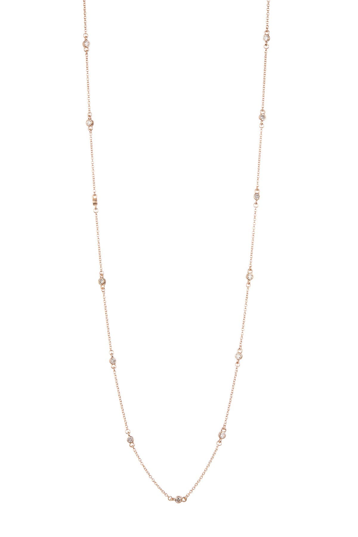 Rivka Friedman 18k Rose Gold Clad Cz Yard Station Necklace In Clear