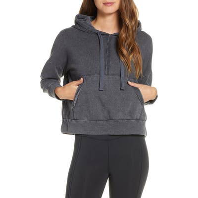 Free People Fp Movement Work It Out Hoodie, Black