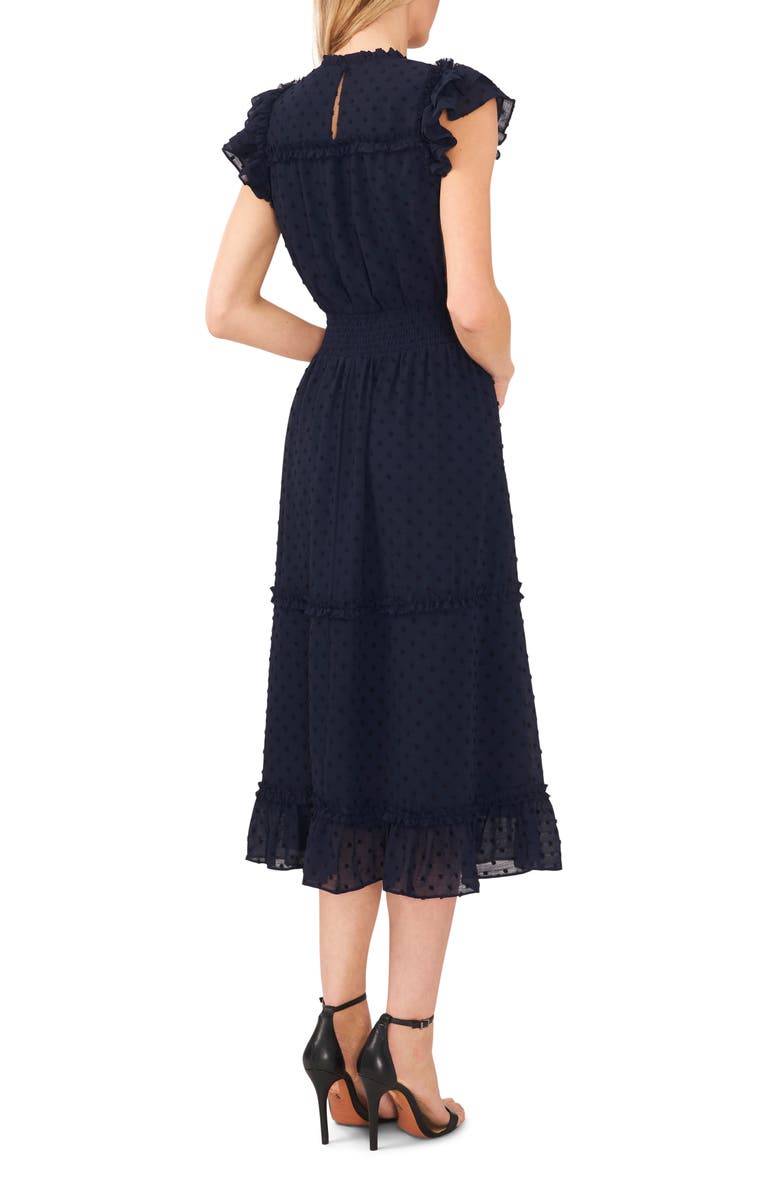 CeCe Clip Dot Flutter Sleeve Midi Dress Nordstrom