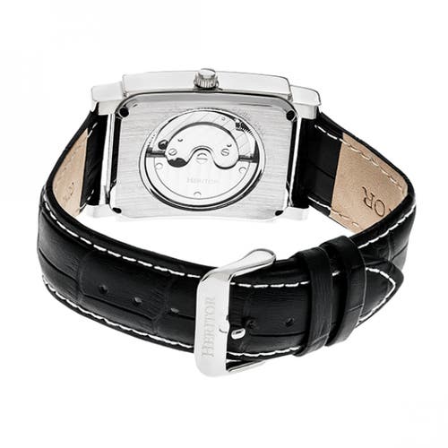 Shop Heritor Automatic Frederick Leather-band Watch In Silver/black