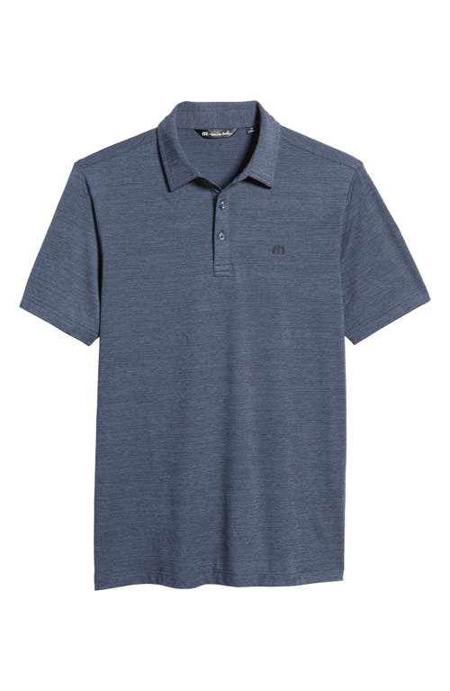 Travismathew The Heater Solid Short Sleeve Performance Polo In Vintage Indigo/black
