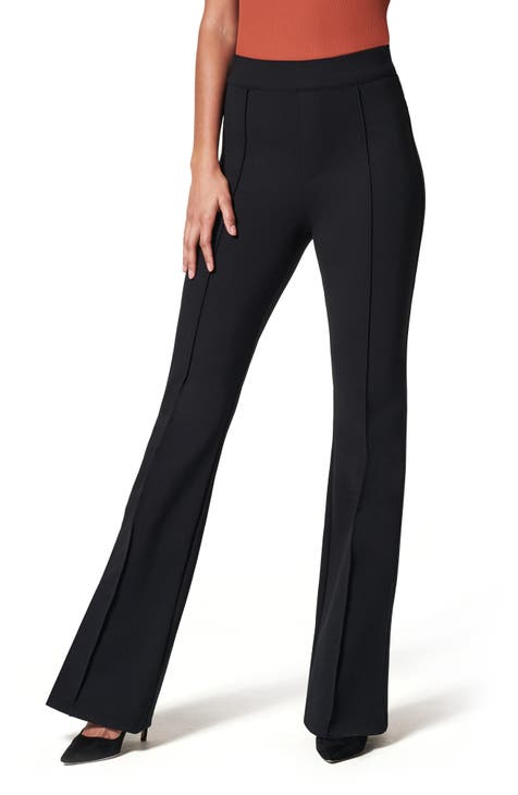 Buy Solid Black High Waist Split Hem Flare Leg Pants Trouser for