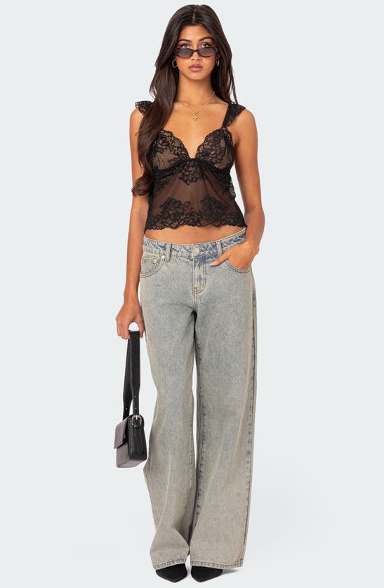 Shop Edikted Jasmine Sheer Lace Camisole In Black