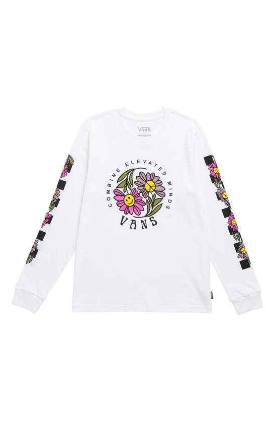 Vans Kids' Elevated Floral Long Sleeve Cotton Graphic Tee In White