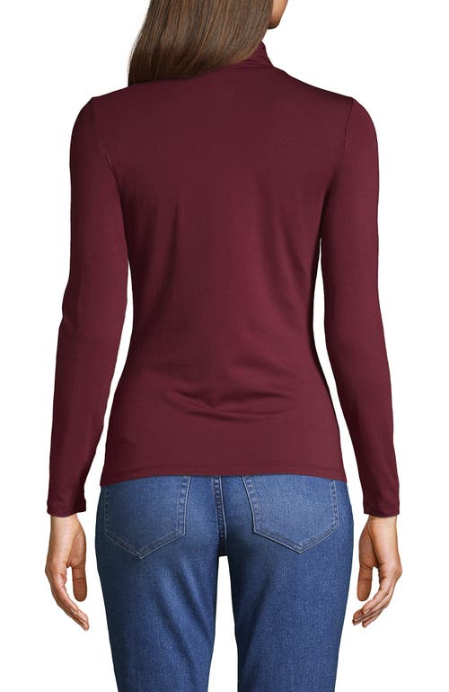 Shop Lands' End Lightweight Jersey Skimming Long Sleeve Turtleneck In Rich Burgundy