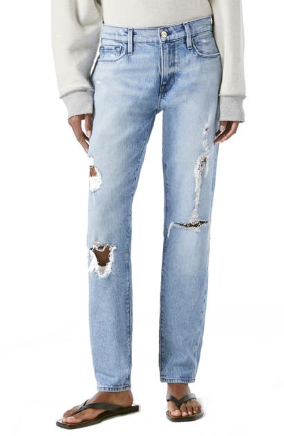 Frame LE GARCON RIPPED STRAIGHT LEG JEANS