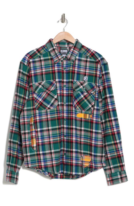Billionaire Boys Club Bb Gravitational Plaid Flannel Shirt In Bayberry
