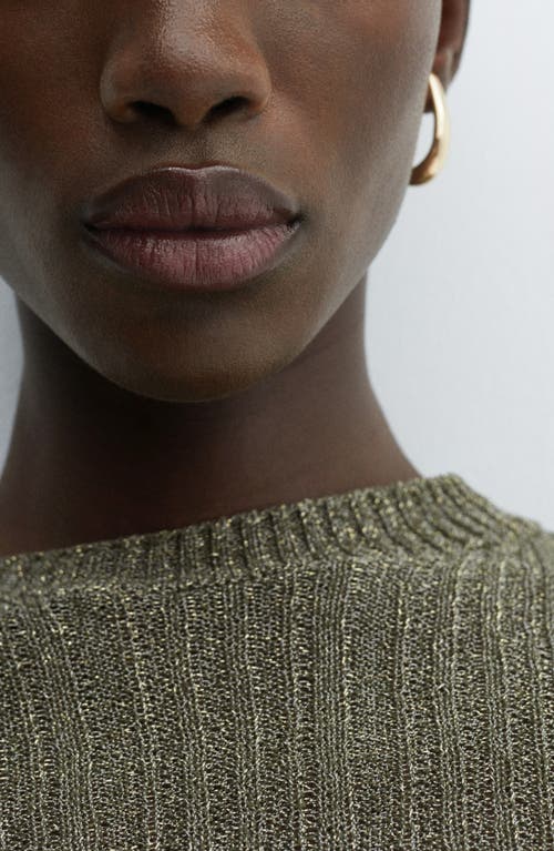 Mango Perkins Metallic Sweater In Khaki Green