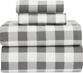 New UGG king sheet set 100% cotton flannel gray/white plaid order