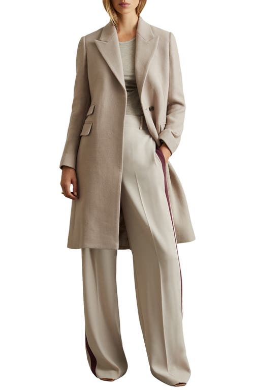 Shop Reiss Louis Wool Blend Coat In Stone