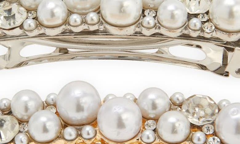 Shop Tasha 2-pack Assorted Imitation Pearl Barrettes In Gold/silver Pearl